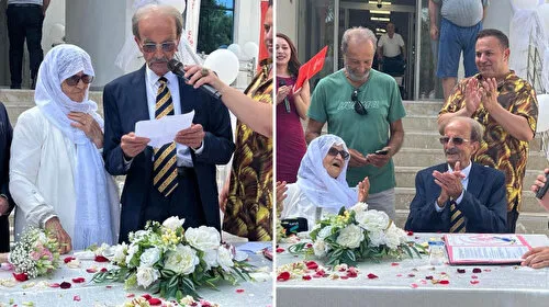 Depremzede çift evliliklerinin 70. yılında huzurevinde nikah tazeledi